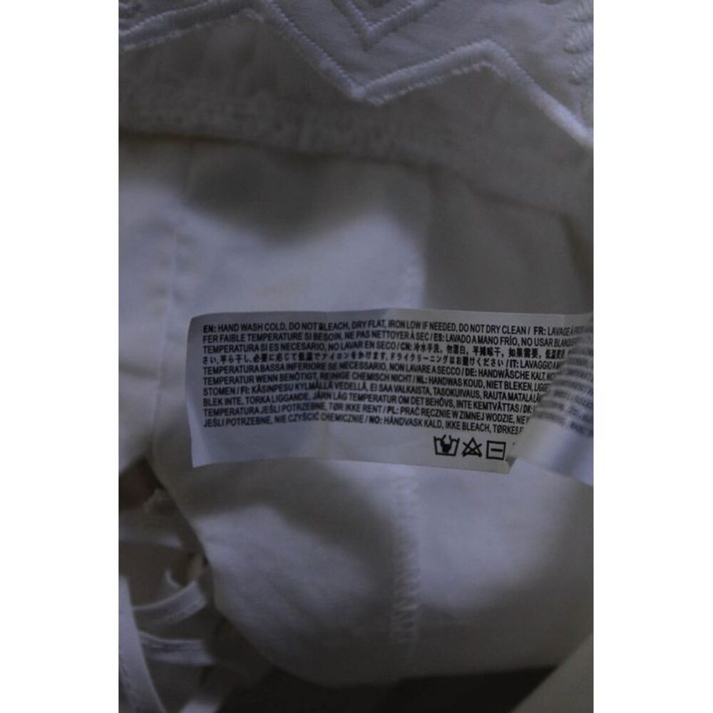 Moon River Womens White Cotton Ruffle V-Neck Puff Short Sleeve Blouse Top Size L - Picture 6 of 6